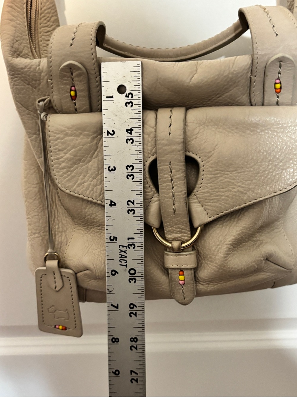 RADLEY LONDON Beige Leather Shoulder Bag with Ring Detail-Y2K Vintage - Picture 9 of 16